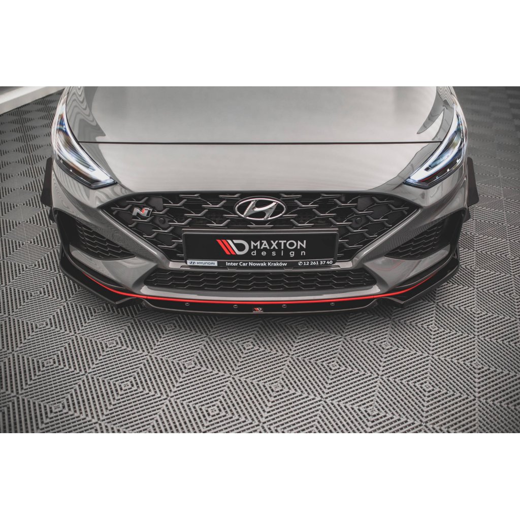 Maxton Design spoiler pod přední nárazník s křidélky ver.1 pro Hyundai i30 N MK3 Facelift, černý lesklý plast ABS