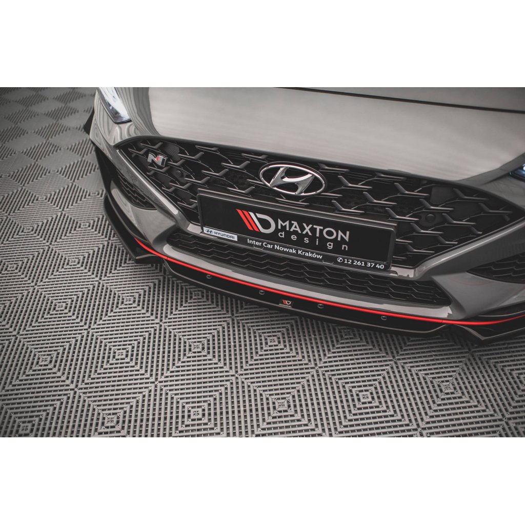 Maxton Design spoiler pod přední nárazník s křidélky ver.1 pro Hyundai i30 N MK3 Facelift, černý lesklý plast ABS