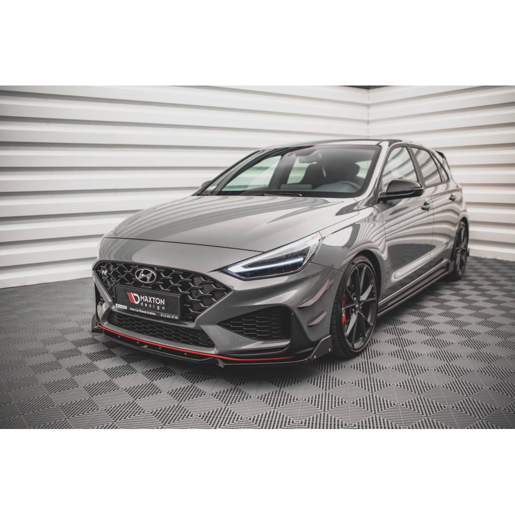 Maxton Design spoiler pod přední nárazník s křidélky ver.1 pro Hyundai i30 N MK3 Facelift, černý lesklý plast ABS