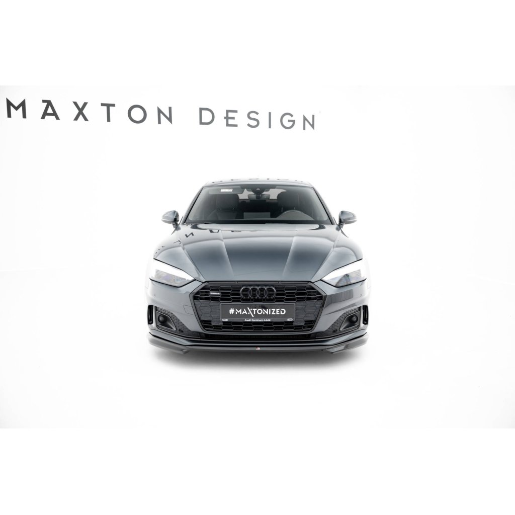 Maxton Design spoiler pod přední nárazník v.1 pro Audi A5 F5 Facelift, černý lesklý plast ABS, Coupe/Sportback