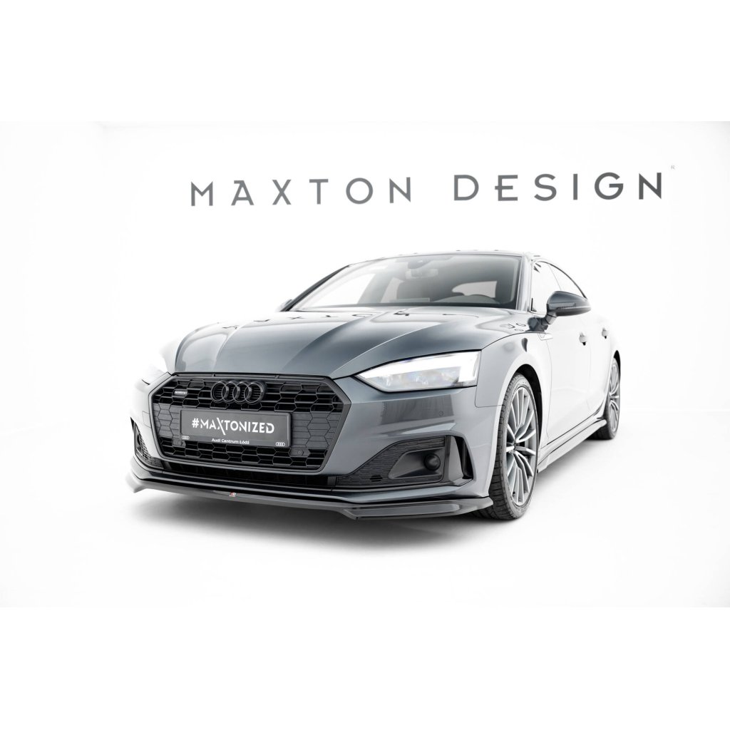 Maxton Design spoiler pod přední nárazník v.1 pro Audi A5 F5 Facelift, černý lesklý plast ABS, Coupe/Sportback