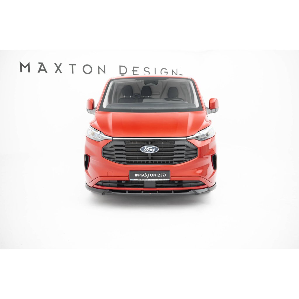 Maxton Design spoiler pod přední nárazník v.1 pro Ford Transit Custom Mk2, černý lesklý plast ABS