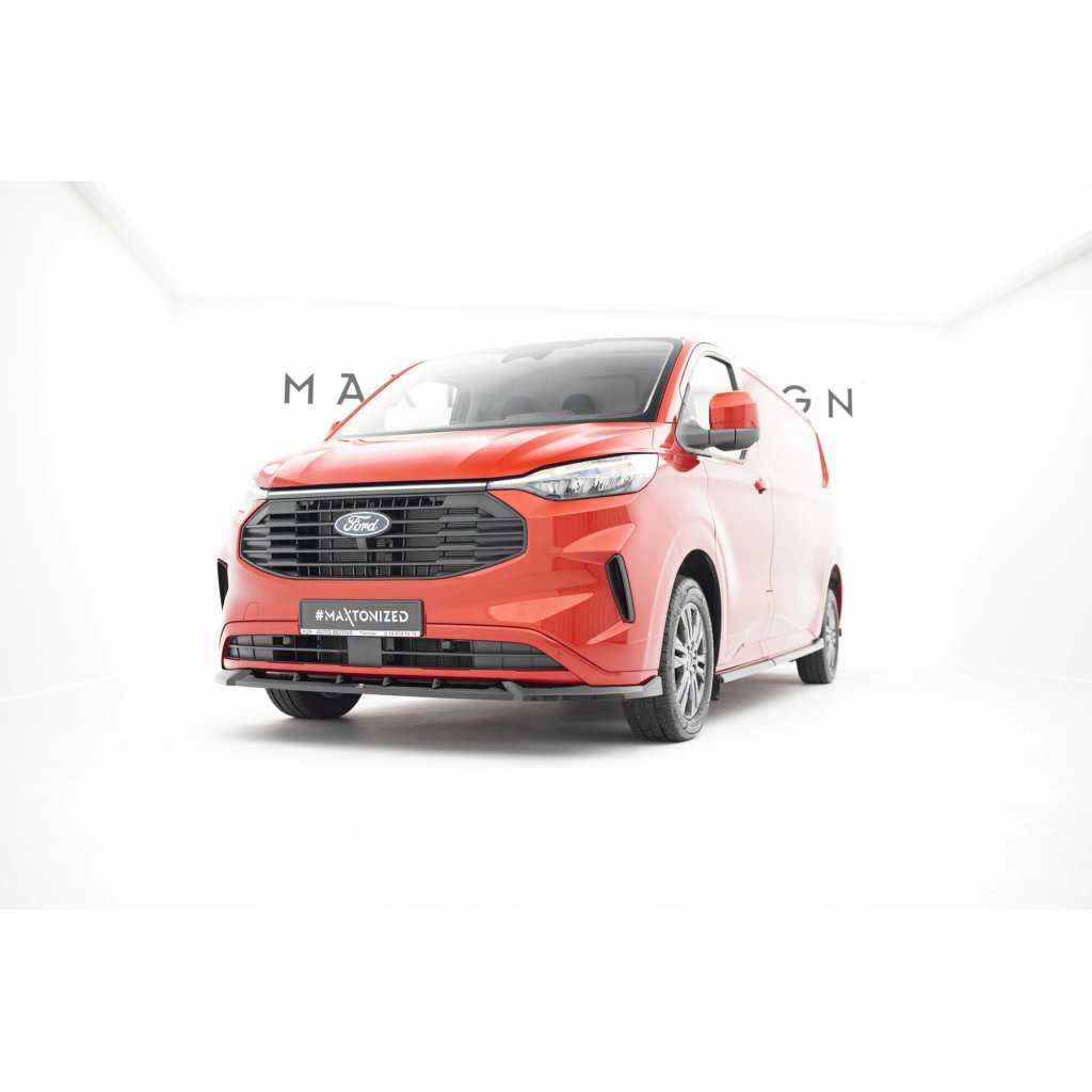 Maxton Design spoiler pod přední nárazník v.1 pro Ford Transit Custom Mk2, černý lesklý plast ABS