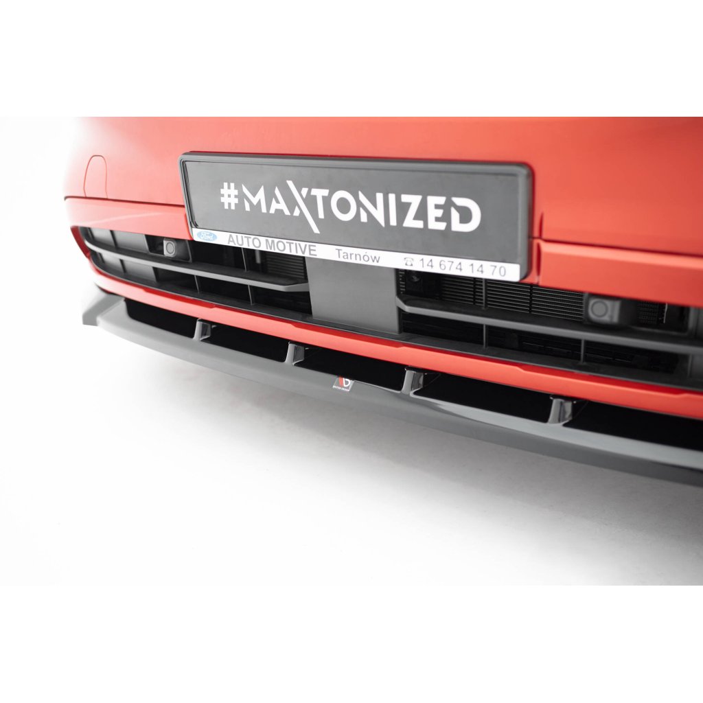 Maxton Design spoiler pod přední nárazník v.1 pro Ford Transit Custom Mk2, černý lesklý plast ABS