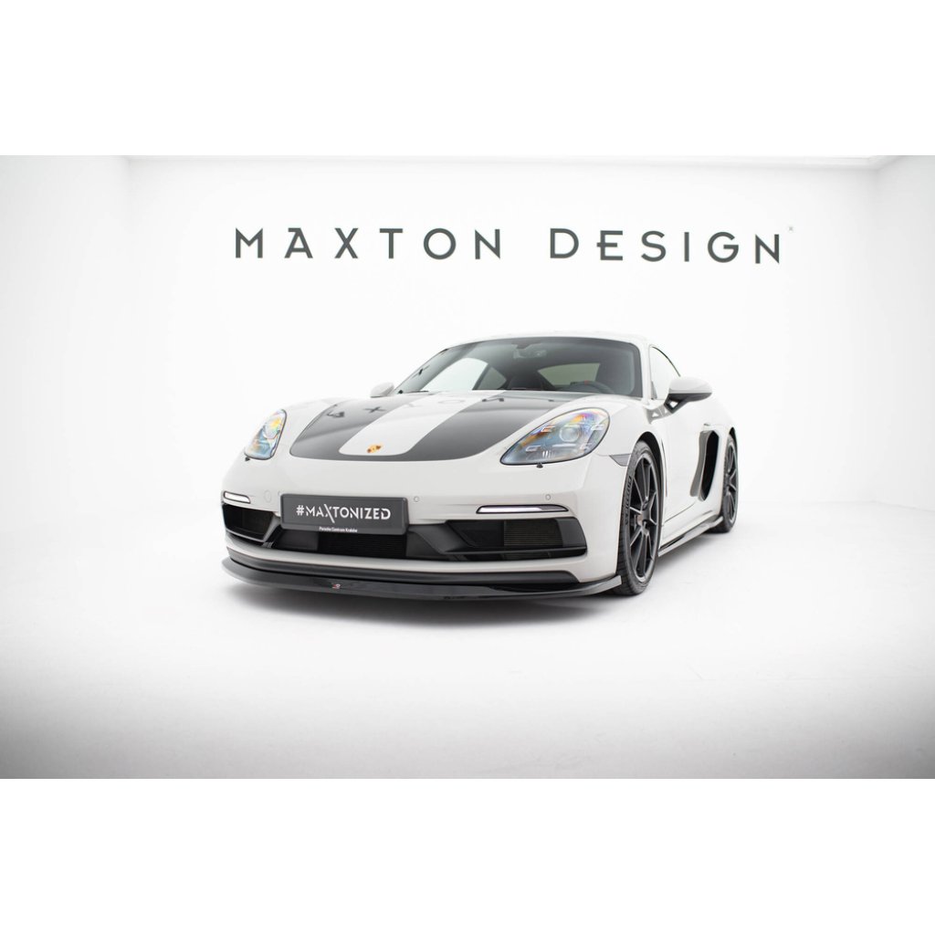 Maxton Design spoiler pod přední nárazník v.1 pro Porsche Cayman 982c, černý lesklý plast ABS, 718 GTS