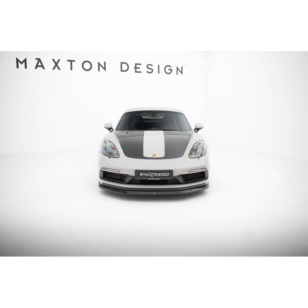 Maxton Design spoiler pod přední nárazník v.1 pro Porsche Cayman 982c, černý lesklý plast ABS, 718 GTS
