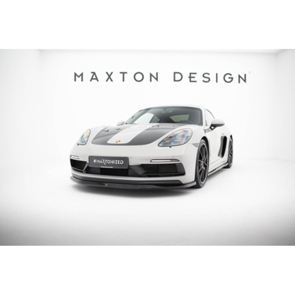 Maxton Design spoiler pod přední nárazník v.1 pro Porsche Cayman 982c, černý lesklý plast ABS, 718 GTS