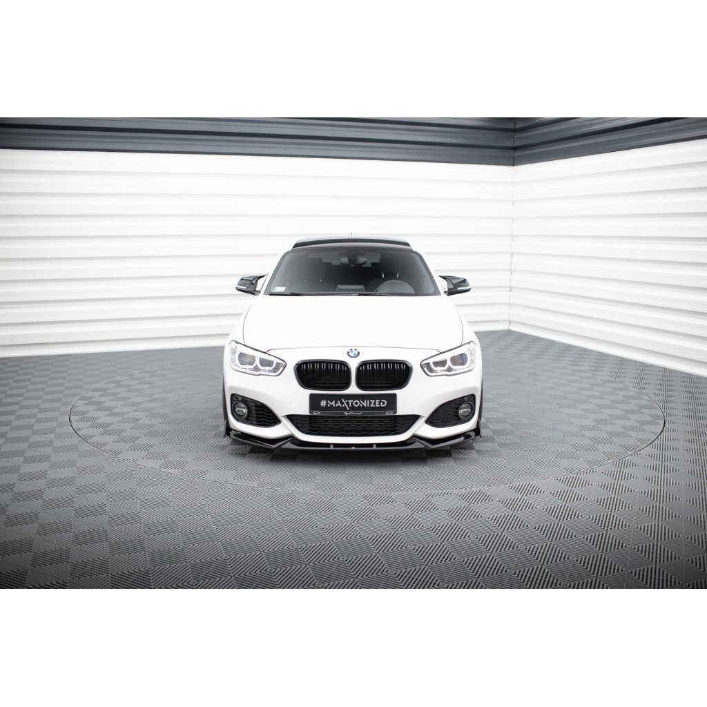 Maxton Design spoiler pod přední nárazník v.5 s křidélky pro BMW řada 1 F20- F21 Facelift, černý lesklý plast ABS, M-Pack/M140i
