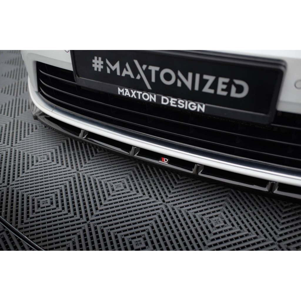 Maxton Design spoiler pod přední nárazník v.5 s křidélky pro Volkswagen Golf R Mk7, černý lesklý plast ABS