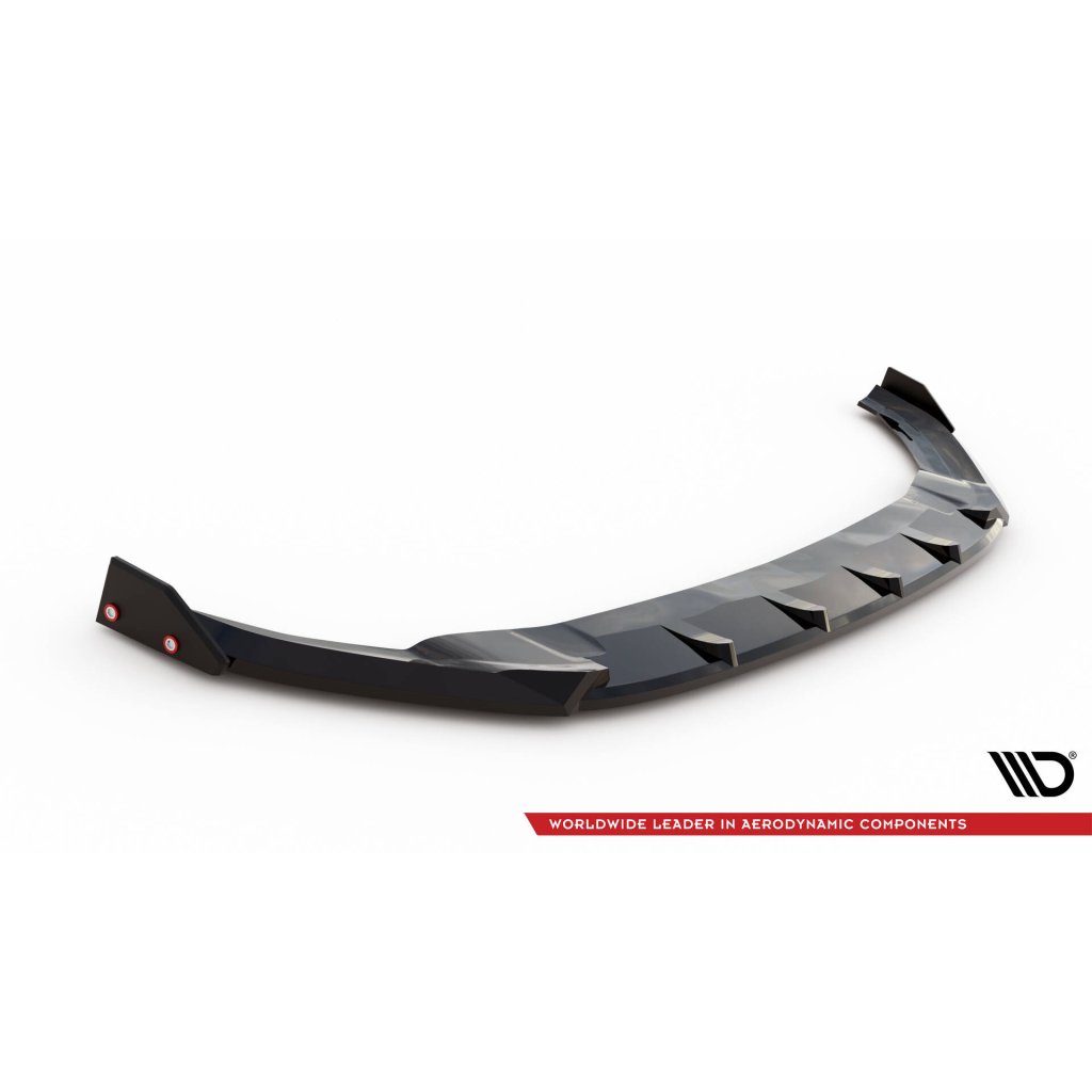 Maxton Design spoiler pod přední nárazník v.5 s křidélky pro Volkswagen Golf R Mk7, černý lesklý plast ABS