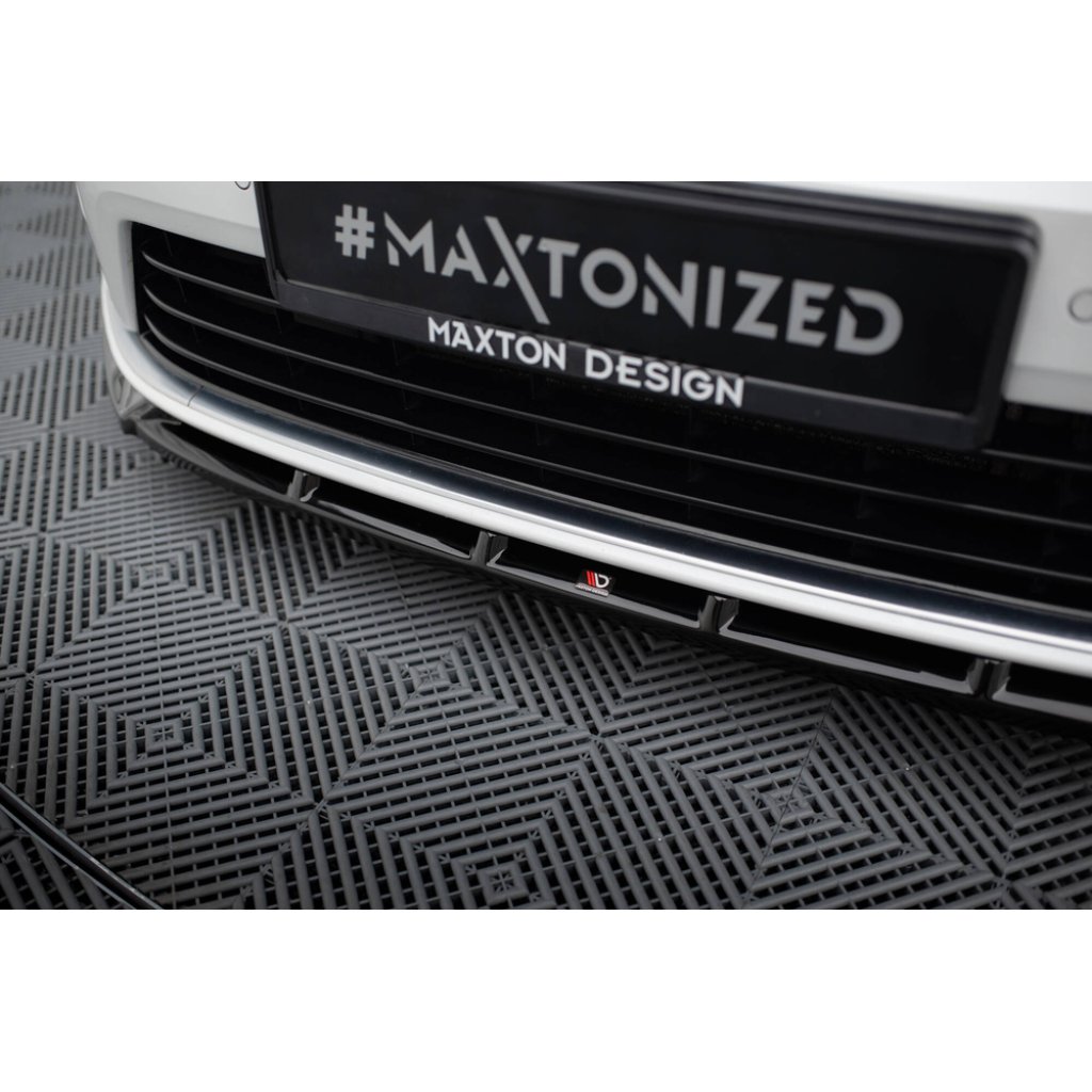 Maxton Design spoiler pod přední nárazník v.5 s křidélky pro Volkswagen Golf R Mk7, černý lesklý plast ABS