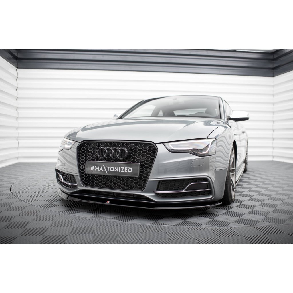 Maxton Design spoiler pod přední nárazník ver.1 pro Audi A5 8T FL, černý lesklý plast ABS, S-Line