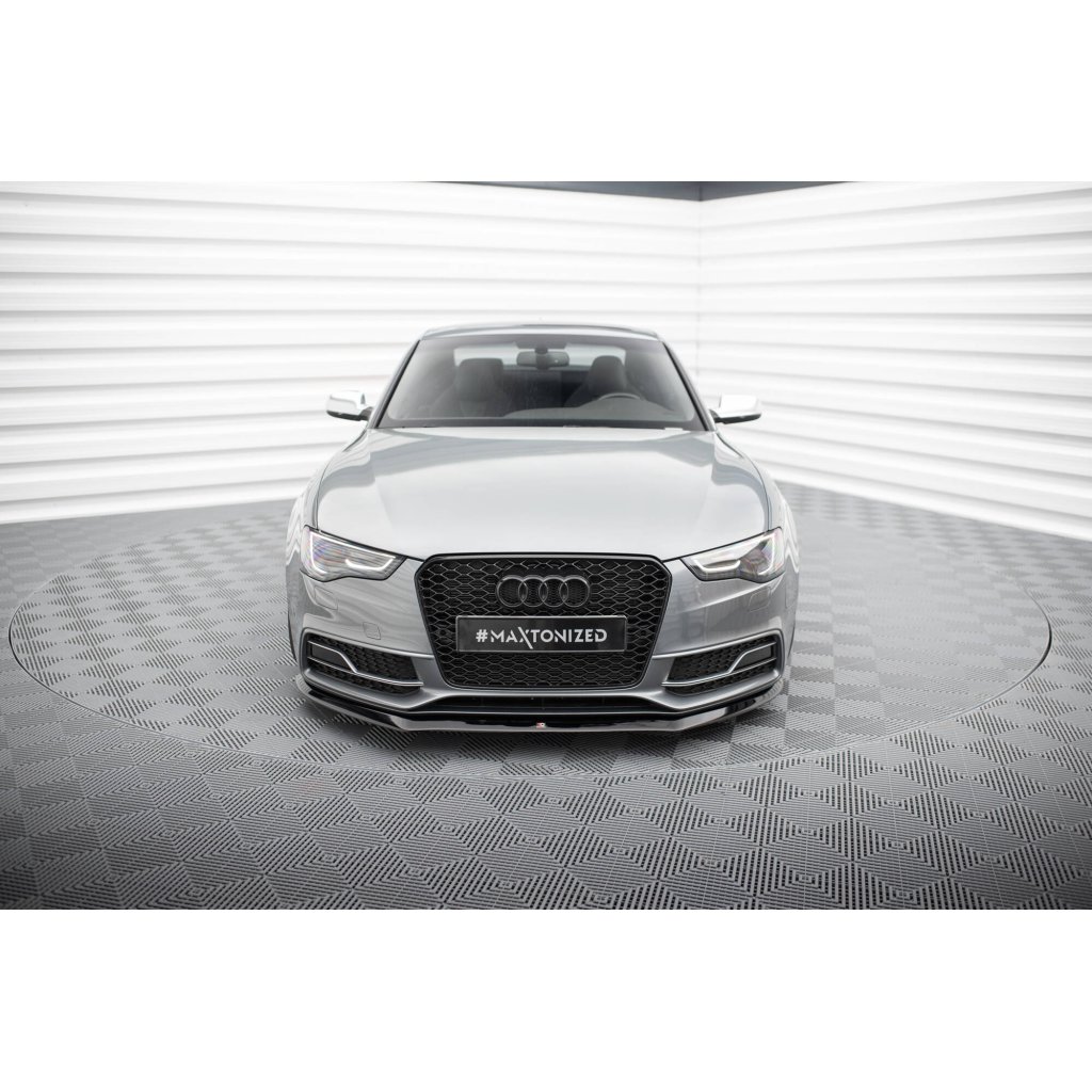 Maxton Design spoiler pod přední nárazník ver.1 pro Audi A5 8T FL, černý lesklý plast ABS, S-Line