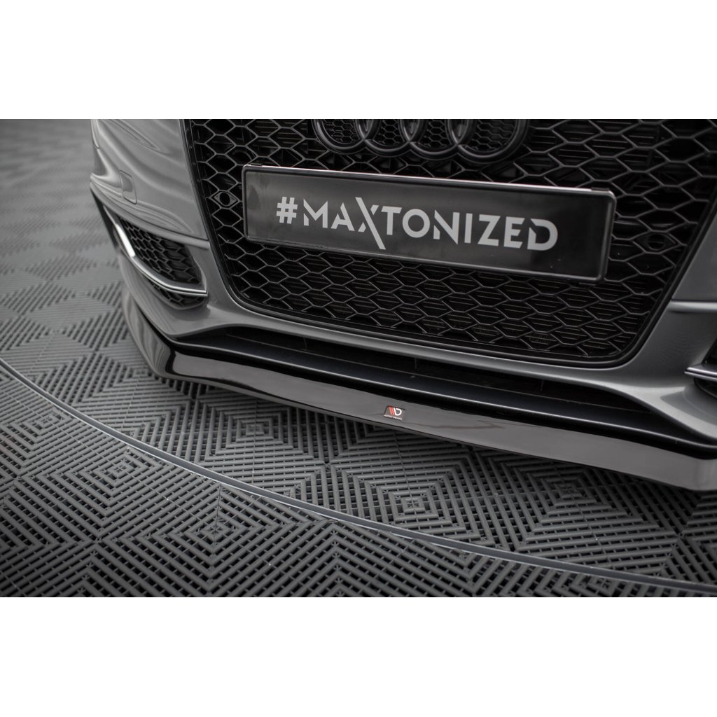 Maxton Design spoiler pod přední nárazník ver.1 pro Audi A5 8T FL, černý lesklý plast ABS, S-Line
