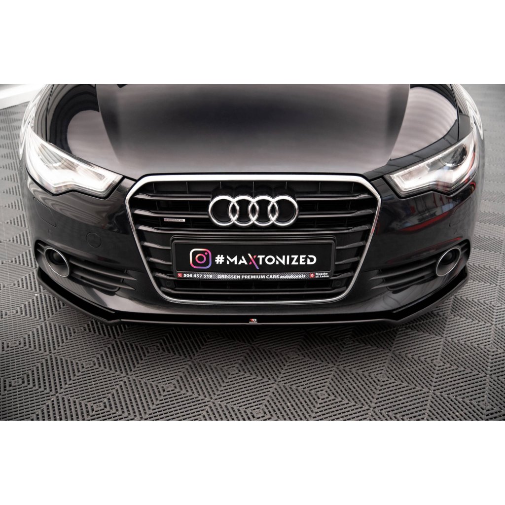 Maxton Design spoiler pod přední nárazník ver.1 pro Audi A6 C7, černý lesklý plast ABS