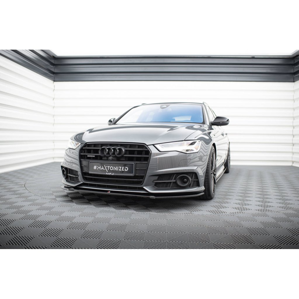 Maxton Design spoiler pod přední nárazník ver.1 pro Audi A6 C7 FL, černý lesklý plast ABS