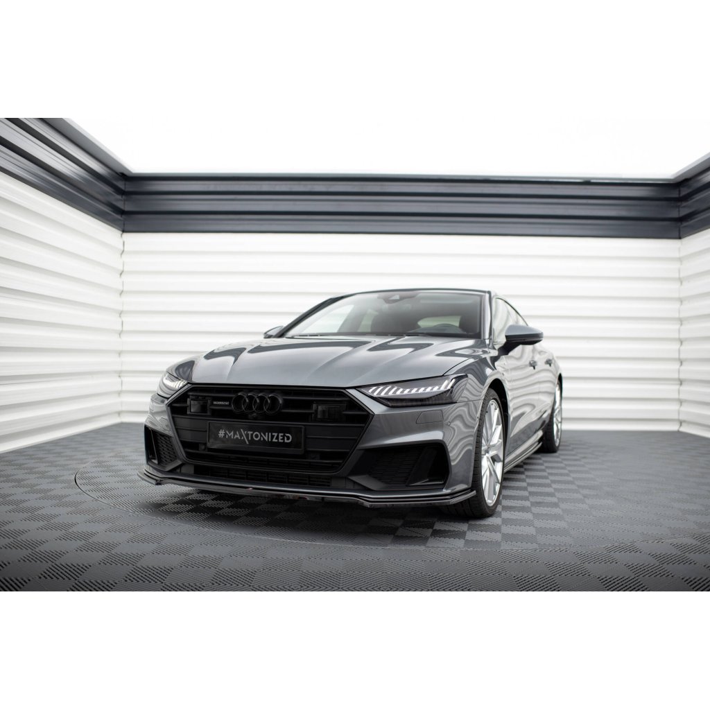 Maxton Design spoiler pod přední nárazník ver.1 pro Audi A7 C8 S-Line, černý lesklý plast ABS