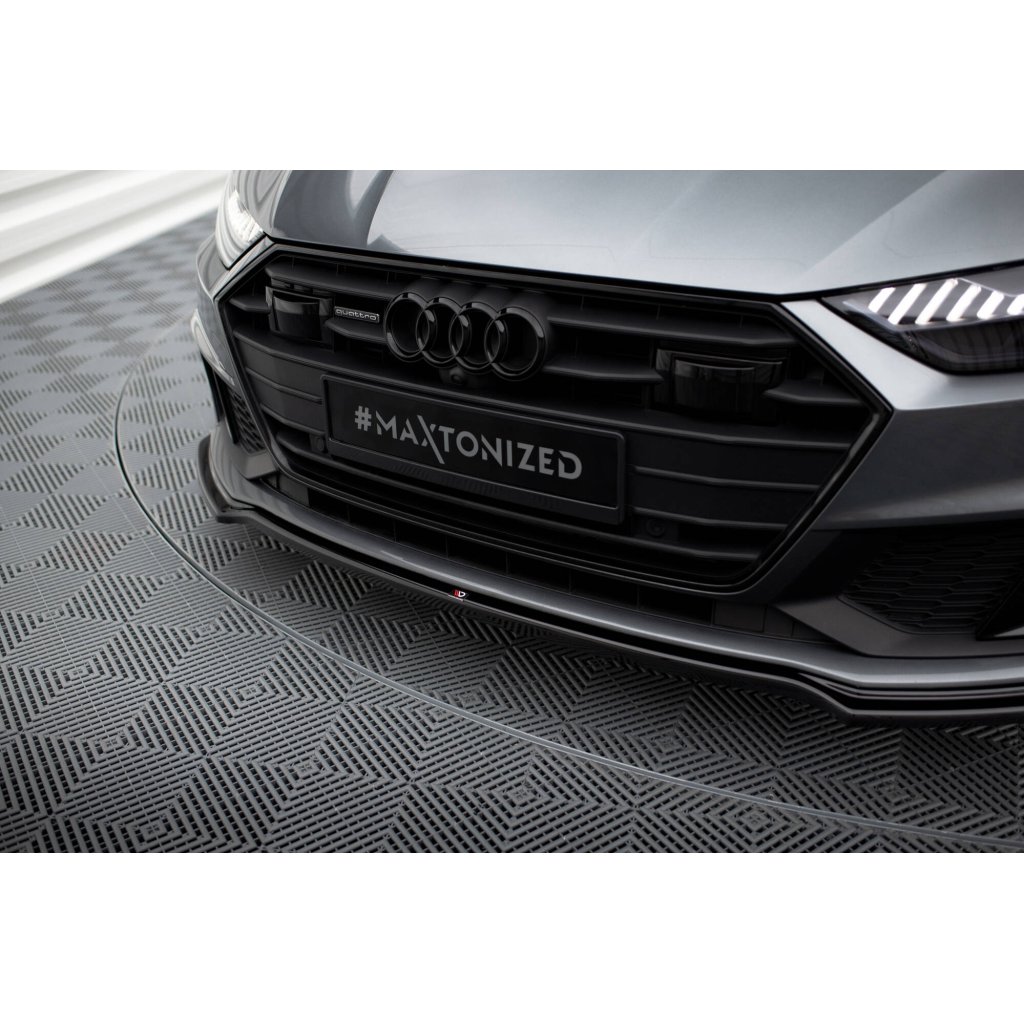 Maxton Design spoiler pod přední nárazník ver.1 pro Audi A7 C8 S-Line, černý lesklý plast ABS