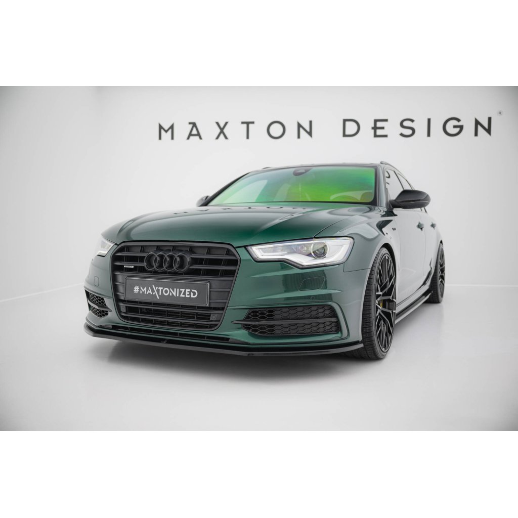Maxton Design spoiler pod přední nárazník ver.1 pro Audi S6 C7, černý lesklý plast ABS