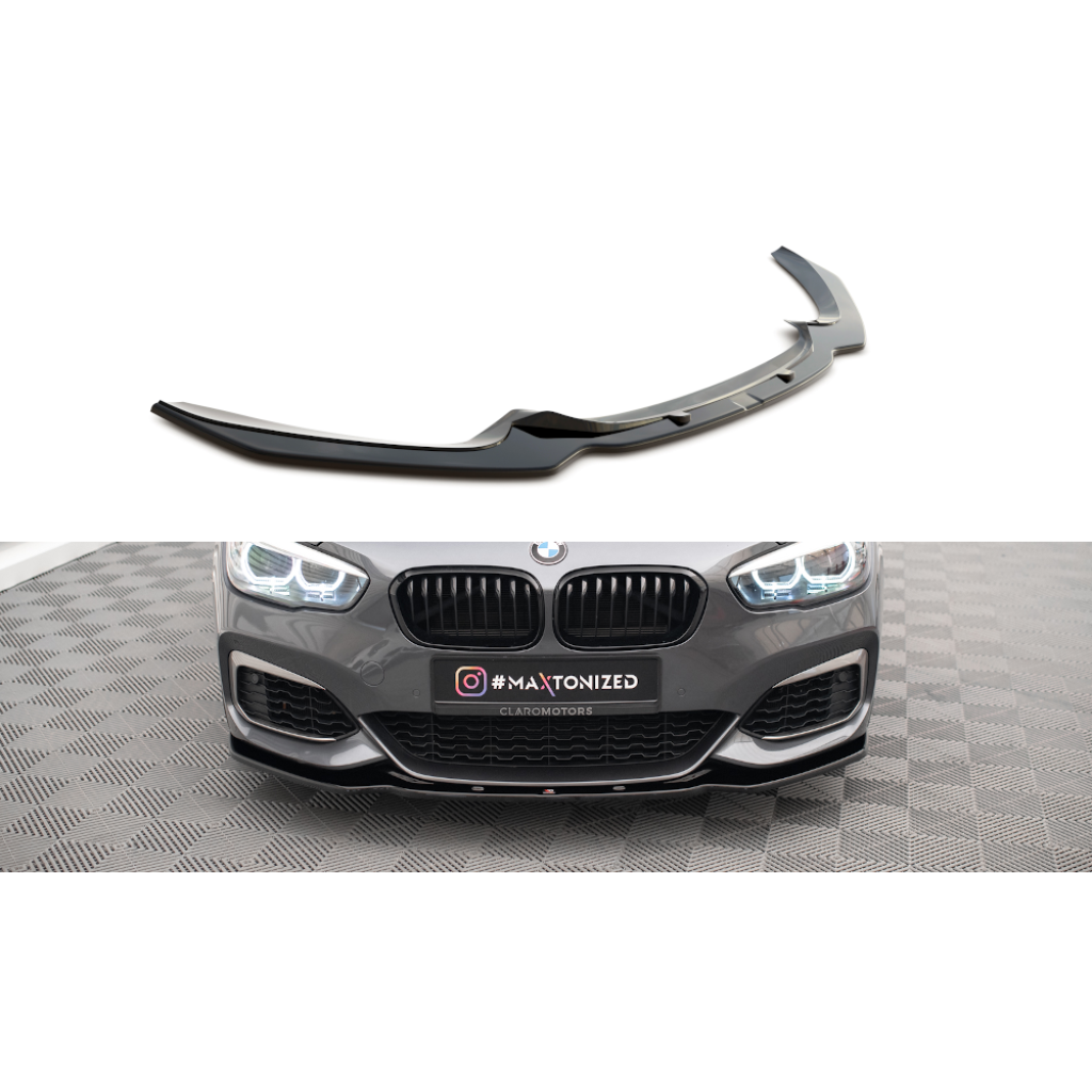 Maxton Design spoiler pod přední nárazník ver.1 pro BMW řada 1 F20- F21 Facelift, černý lesklý plast ABS, černý lesklý plast ABS