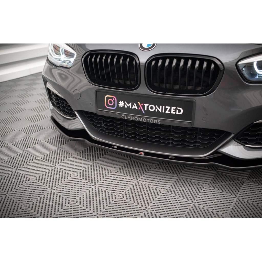 Maxton Design spoiler pod přední nárazník ver.1 pro BMW řada 1 F20- F21 Facelift, černý lesklý plast ABS, černý lesklý plast ABS