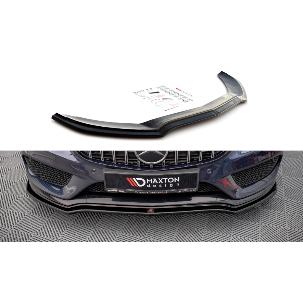Maxton Design spoiler pod přední nárazník ver.1 pro Mercedes třída C W205/C43 AMG, černý lesklý plast ABS