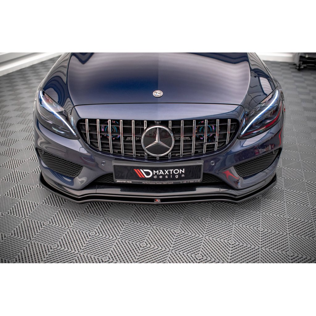 Maxton Design spoiler pod přední nárazník ver.1 pro Mercedes třída C W205/C43 AMG, černý lesklý plast ABS