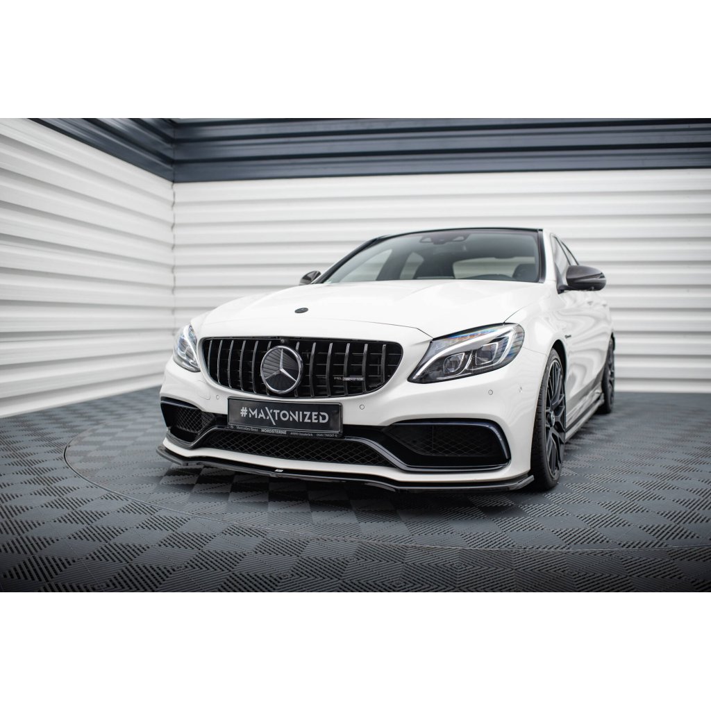 Maxton Design spoiler pod přední nárazník ver.1 pro Mercedes třída C W205/C63 AMG, černý lesklý plast ABS, Combi