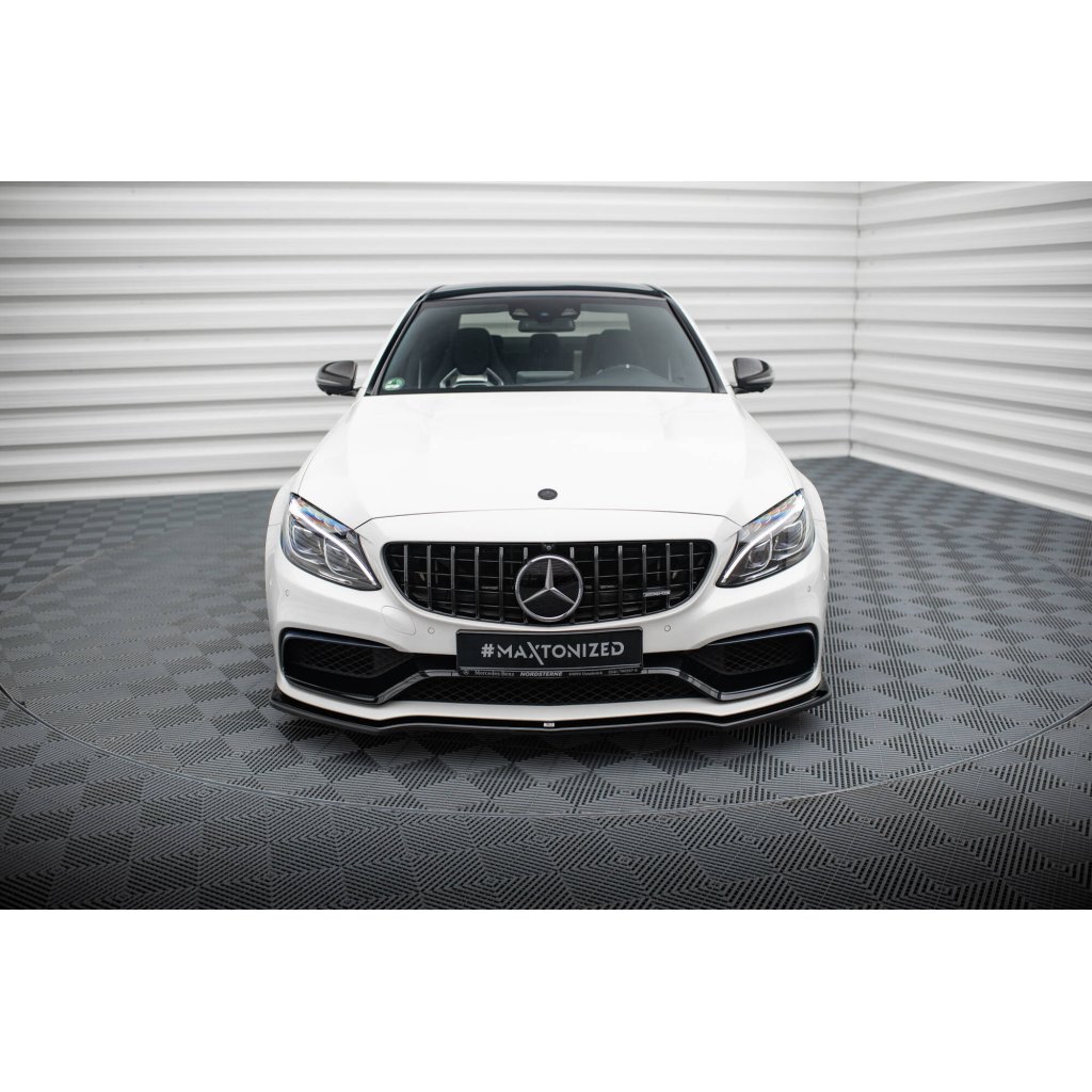 Maxton Design spoiler pod přední nárazník ver.1 pro Mercedes třída C W205/C63 AMG, černý lesklý plast ABS, Combi