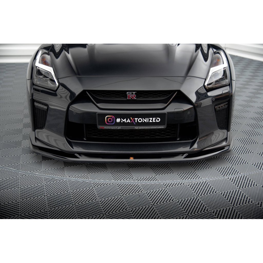 Maxton Design spoiler pod přední nárazník ver.1 pro Nissan GT-R R35 Facelift, černý lesklý plast ABS