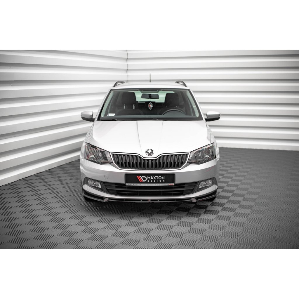 Maxton Design spoiler pod přední nárazník ver.1 pro Škoda Fabia Mk3, černý lesklý plast ABS