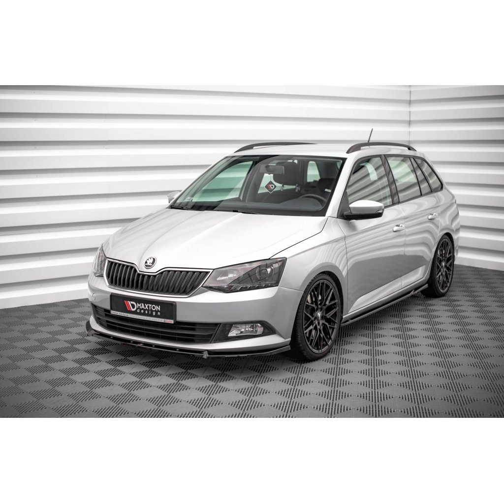 Maxton Design spoiler pod přední nárazník ver.1 pro Škoda Fabia Mk3, černý lesklý plast ABS