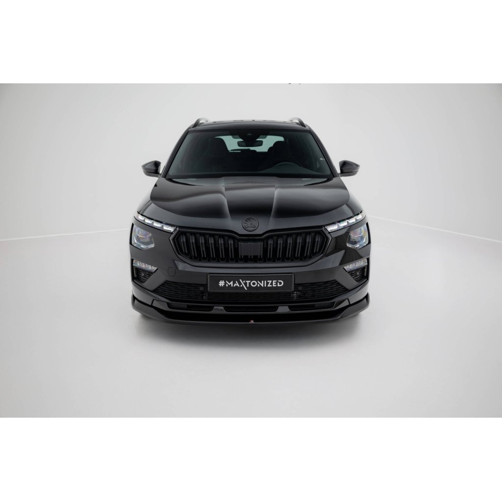 Maxton Design spoiler pod přední nárazník ver.1 pro Škoda Kamiq Mk1 Facelift, černý lesklý plast ABS, Monte Carlo