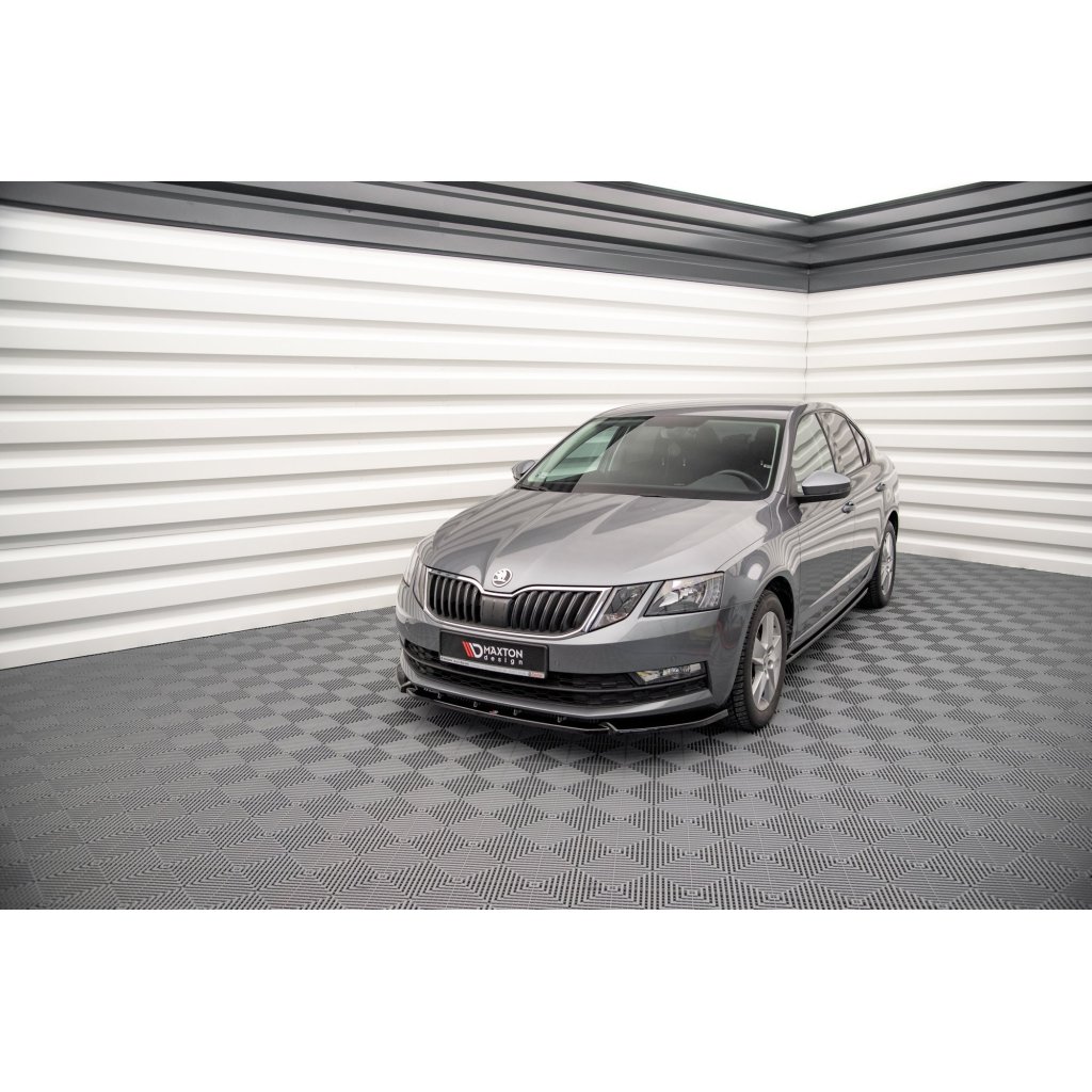 Maxton Design spoiler pod přední nárazník ver.1 pro Škoda Octavia Mk3 Facelift, černý lesklý plast ABS