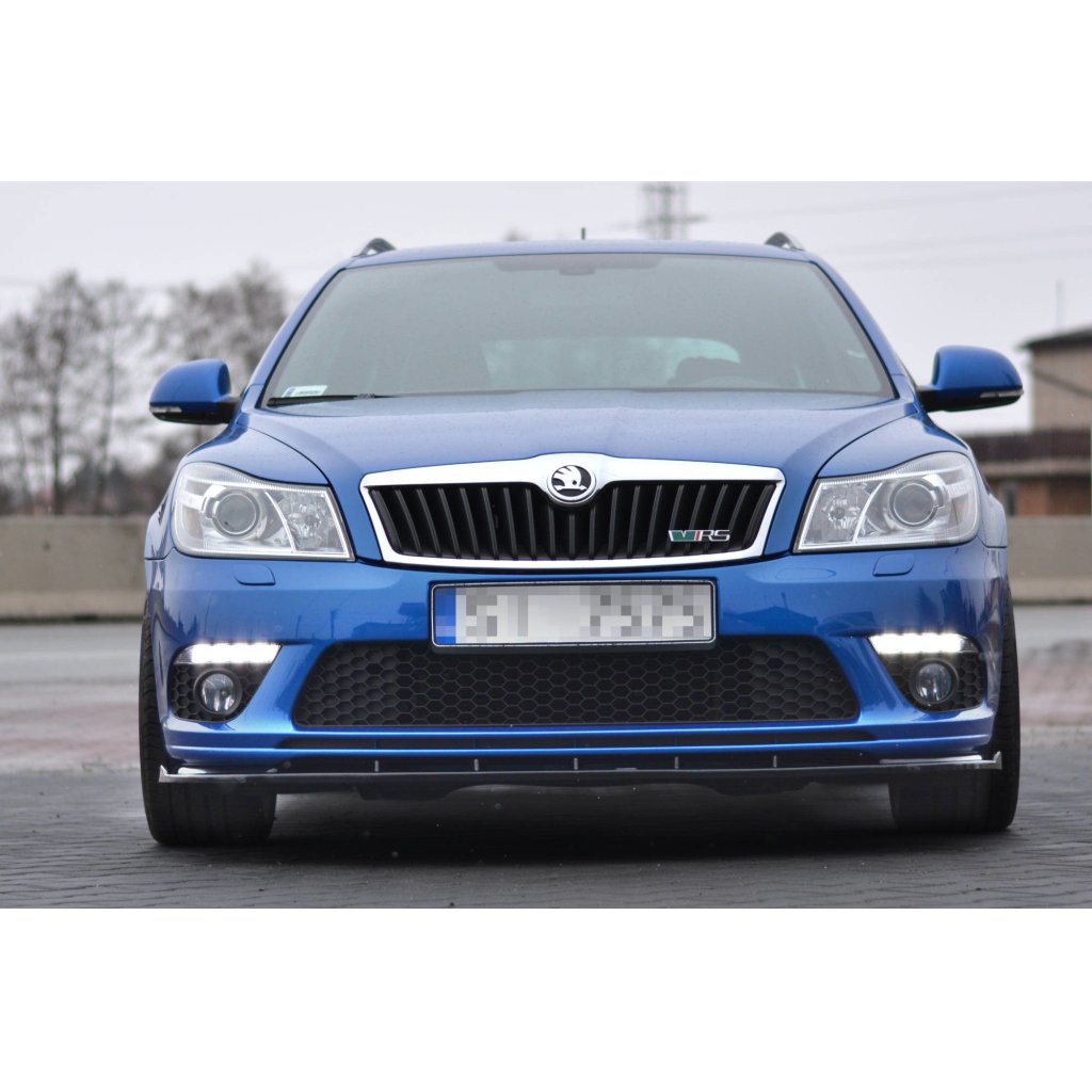 Maxton Design spoiler pod přední nárazník ver.1 pro Škoda Octavia RS Facelift Mk2 Facelift, černý lesklý plast ABS