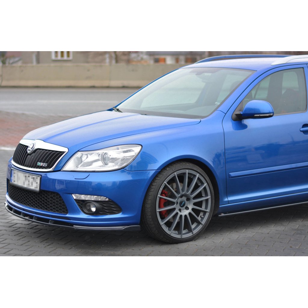 Maxton Design spoiler pod přední nárazník ver.1 pro Škoda Octavia RS Facelift Mk2 Facelift, černý lesklý plast ABS