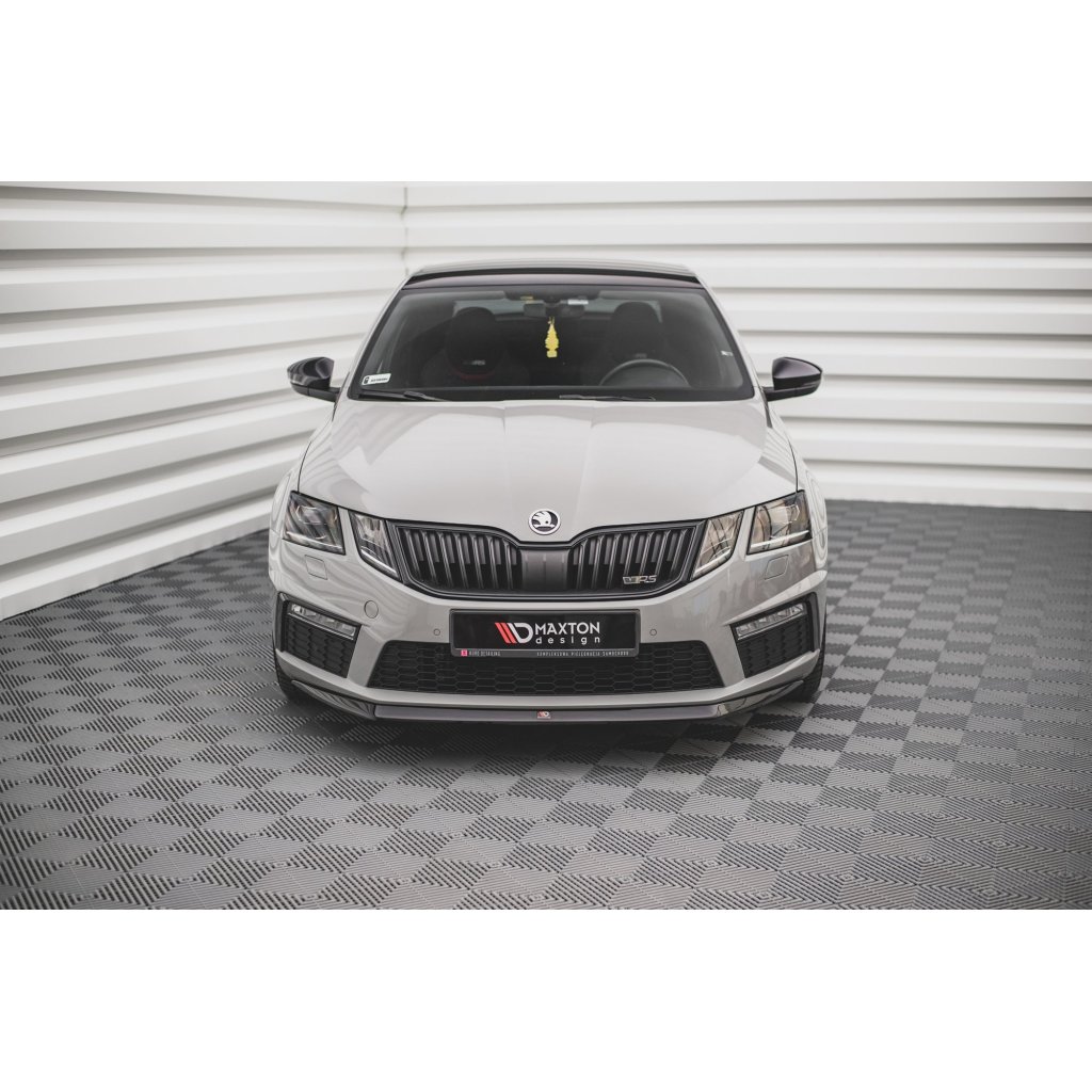 Maxton Design spoiler pod přední nárazník ver.1 pro Škoda Octavia RS Facelift Mk3, černý lesklý plast ABS