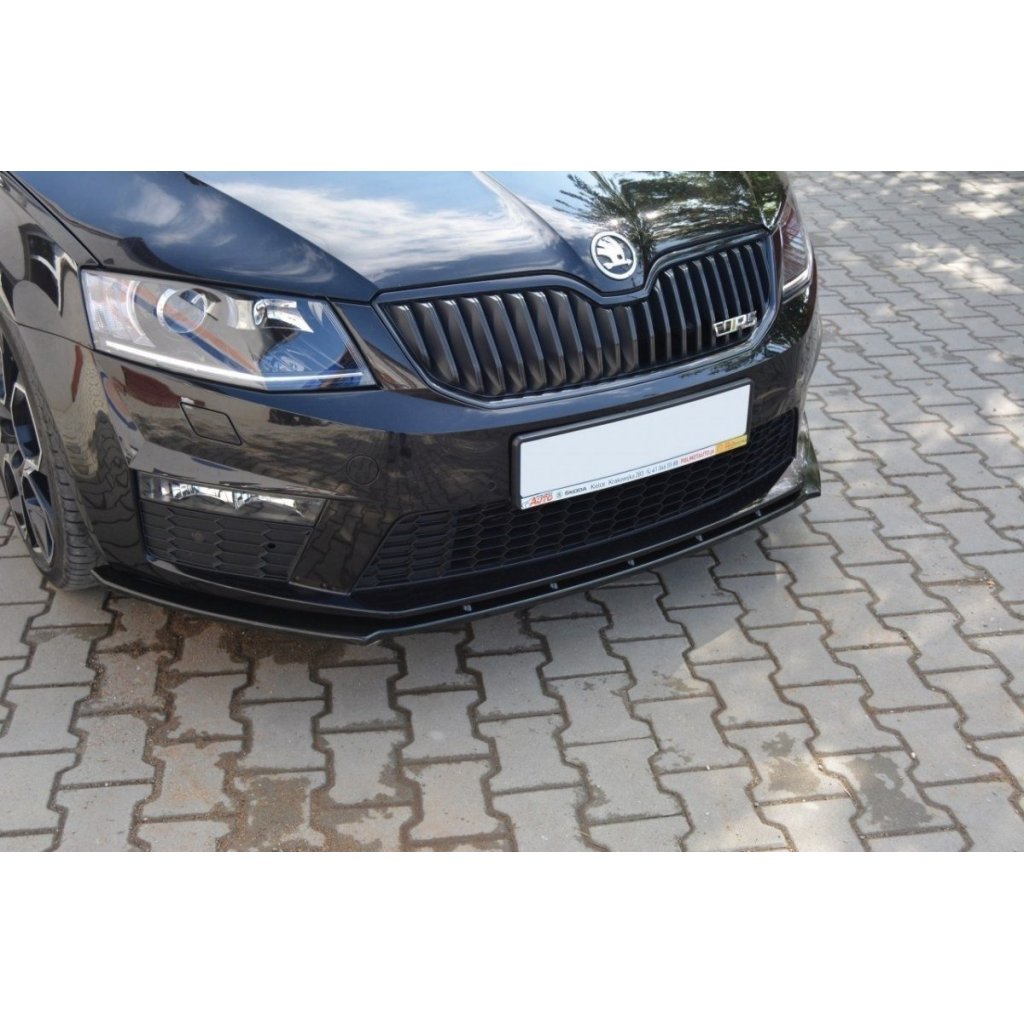 Maxton Design spoiler pod přední nárazník ver.1 pro Škoda Octavia RS Mk3, černý lesklý plast ABS