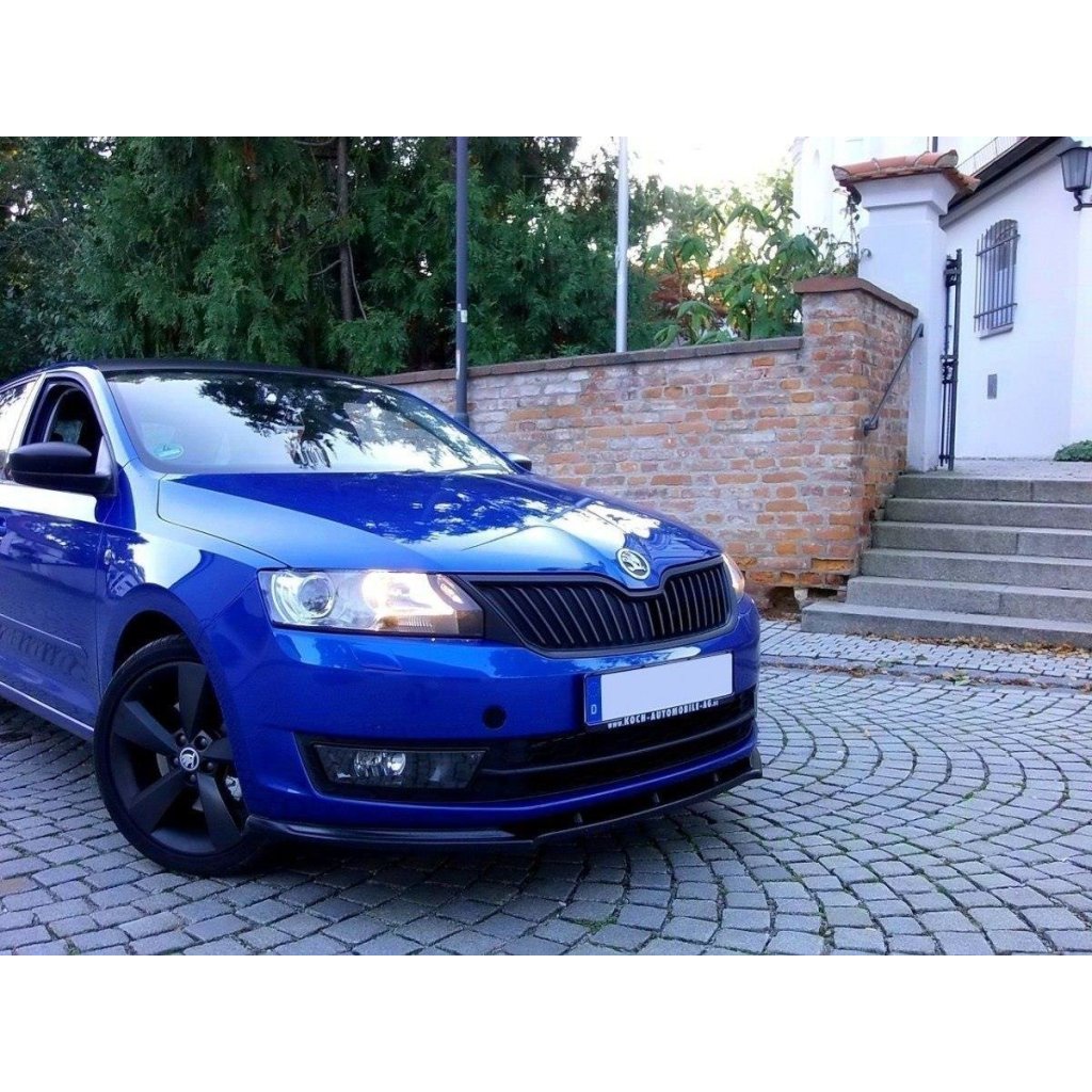 Maxton Design spoiler pod přední nárazník ver.1 pro Škoda Rapid, černý lesklý plast ABS