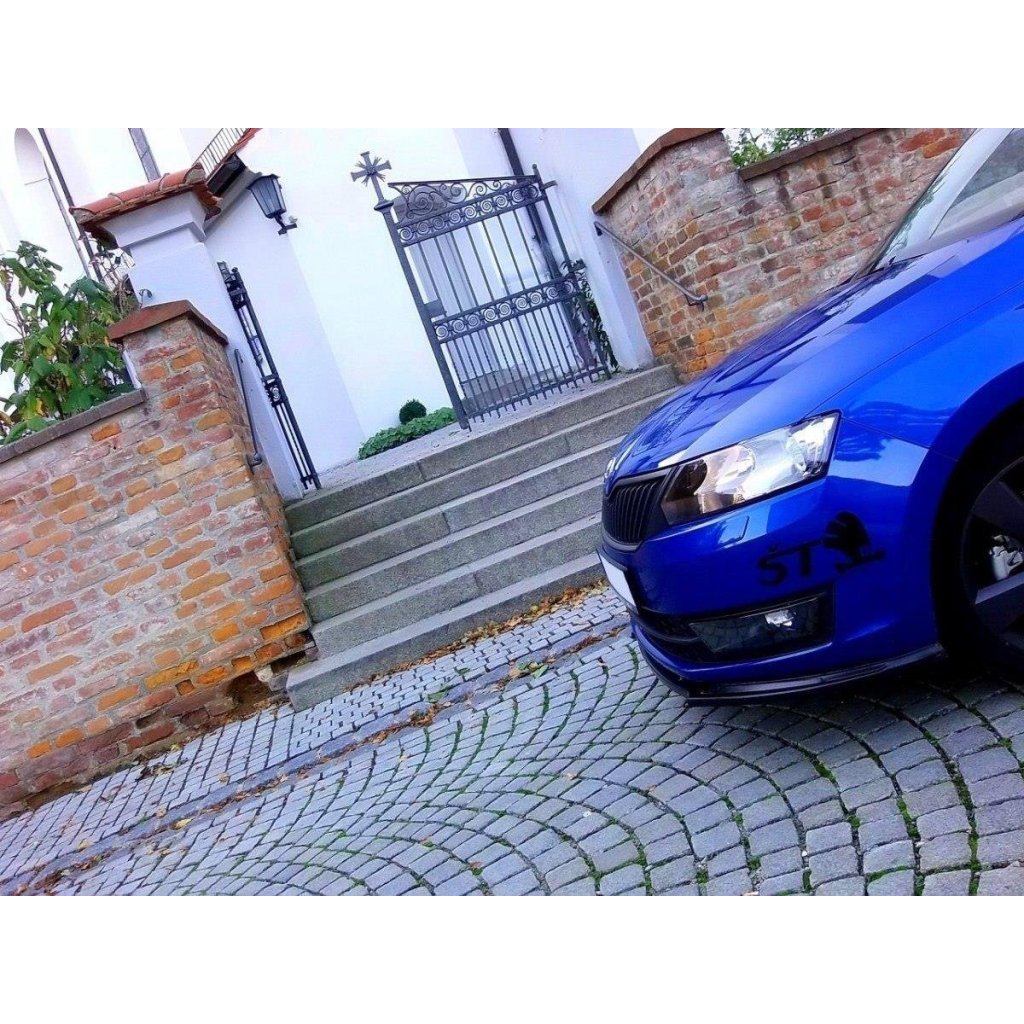 Maxton Design spoiler pod přední nárazník ver.1 pro Škoda Rapid, černý lesklý plast ABS