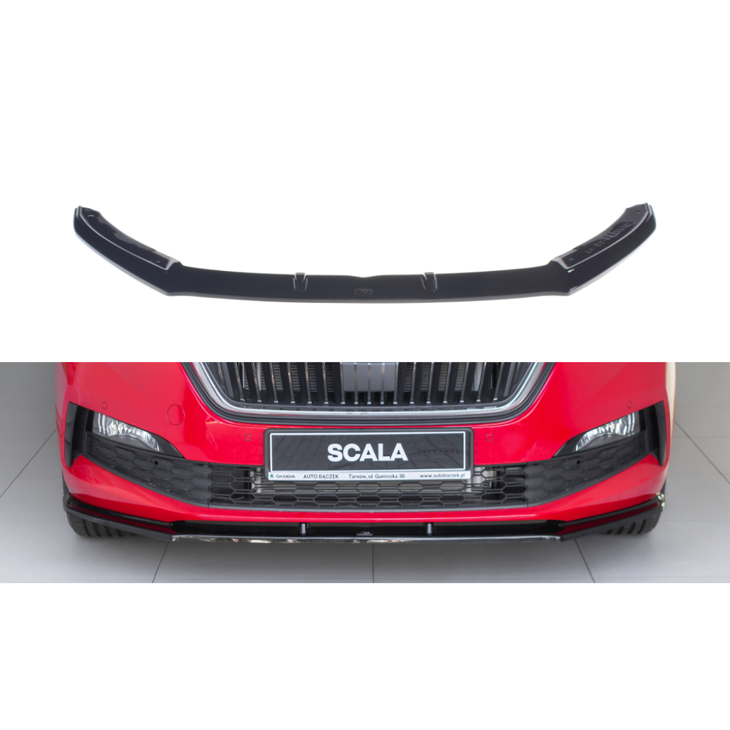 Maxton Design spoiler pod přední nárazník ver.1 pro Škoda Scala, černý lesklý plast ABS