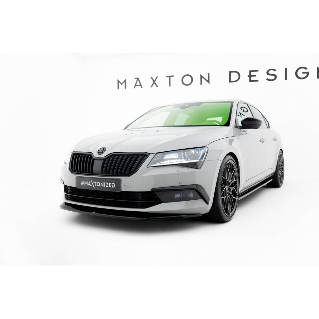 Maxton Design spoiler pod přední nárazník ver.1 pro Škoda Superb Mk3, černý lesklý plast ABS