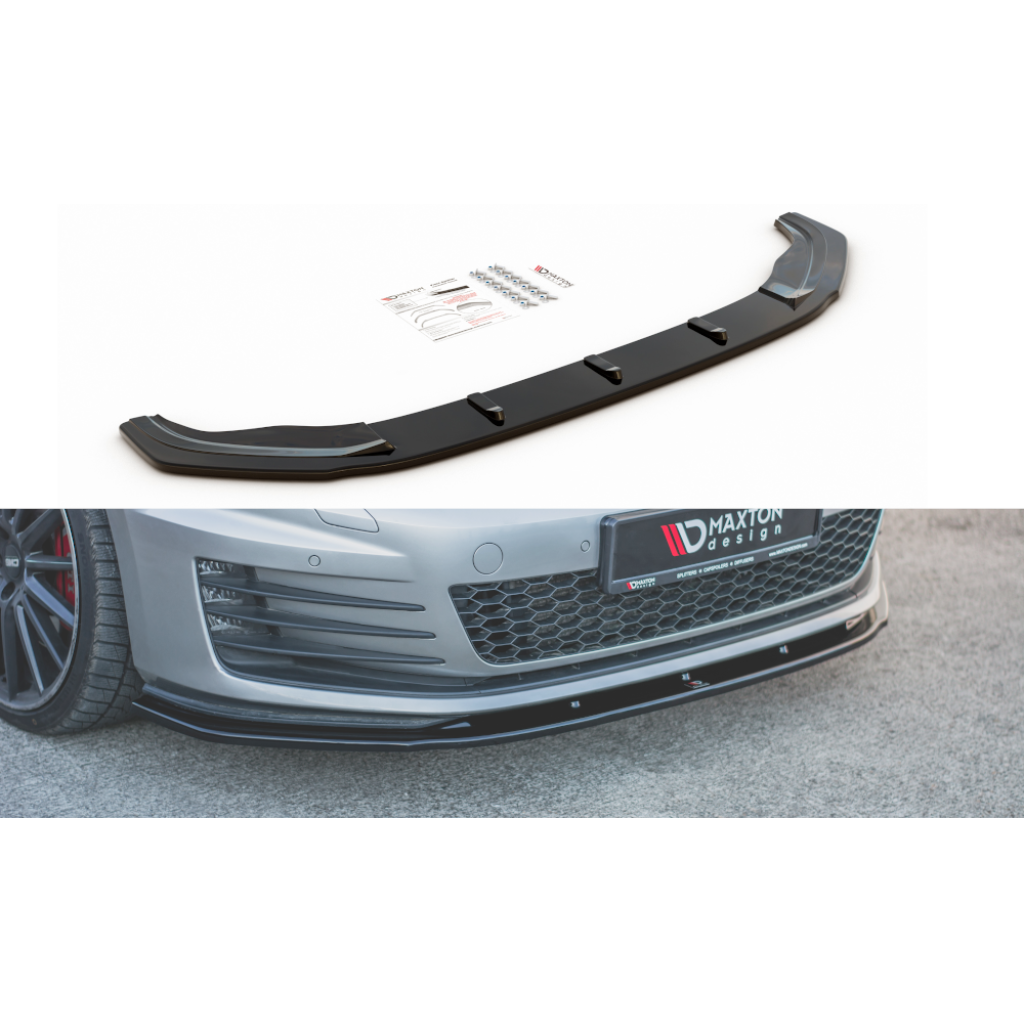Maxton Design spoiler pod přední nárazník ver.1 pro Volkswagen Golf GTI Mk7, černý lesklý plast ABS