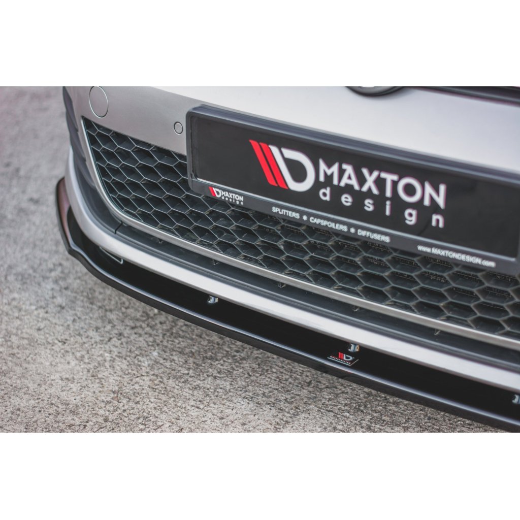 Maxton Design spoiler pod přední nárazník ver.1 pro Volkswagen Golf GTI Mk7, černý lesklý plast ABS
