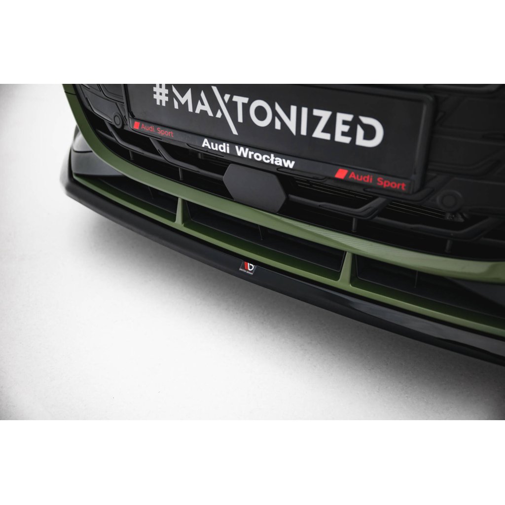 Maxton Design spoiler pod přední nárazník ver.2 pro Audi A3 8Y Facelift, černý lesklý plast ABS, S-Line / S-Line Sedan