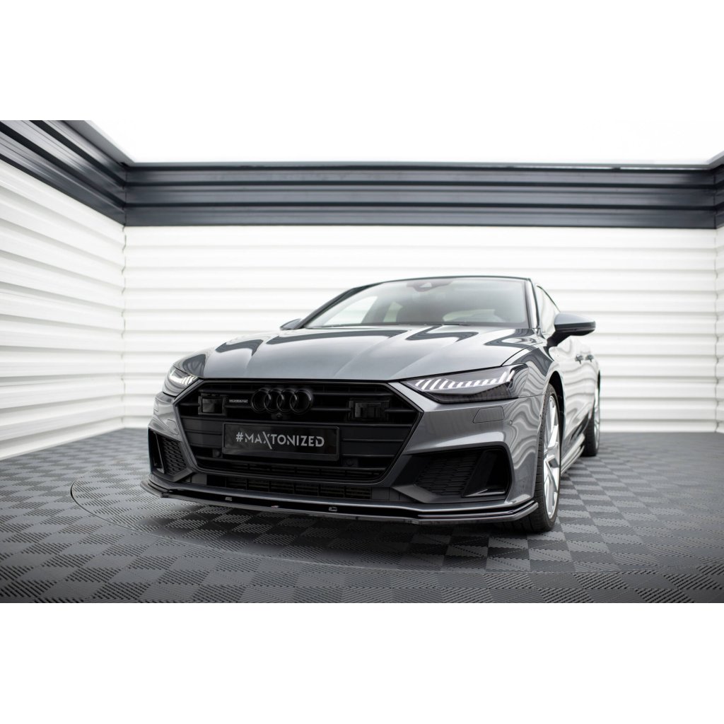Maxton Design spoiler pod přední nárazník ver.2 pro Audi A7 C8 S-Line, černý lesklý plast ABS