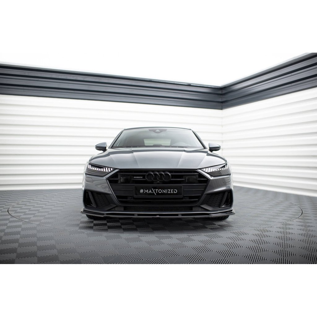 Maxton Design spoiler pod přední nárazník ver.2 pro Audi A7 C8 S-Line, černý lesklý plast ABS