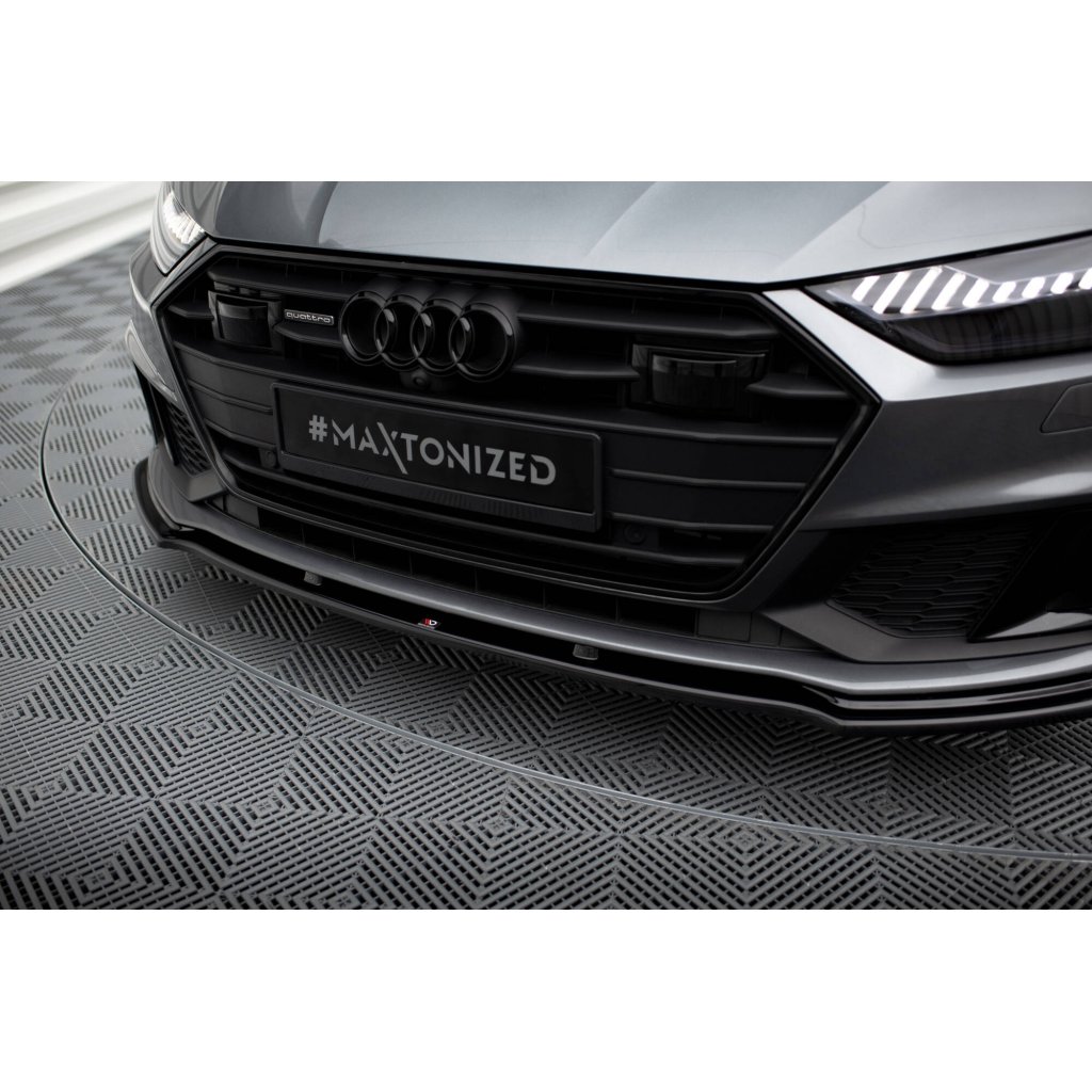 Maxton Design spoiler pod přední nárazník ver.2 pro Audi A7 C8 S-Line, černý lesklý plast ABS