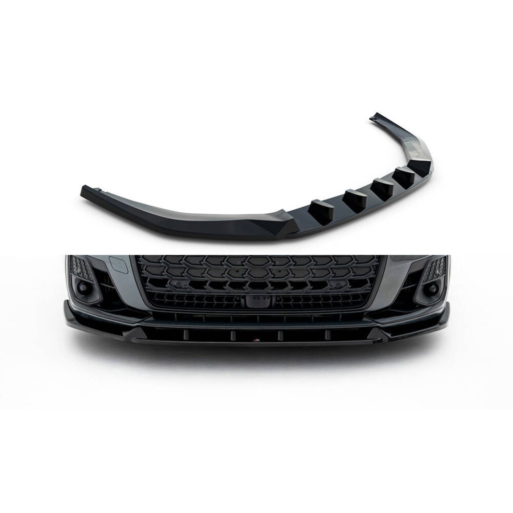 Maxton Design spoiler pod přední nárazník ver.2 pro Audi A8 D5 Facelift, černý lesklý plast ABS, S-Line