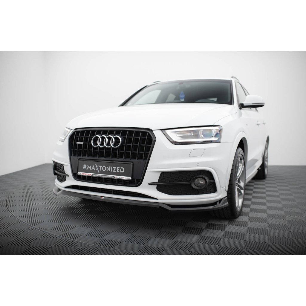 Maxton Design spoiler pod přední nárazník ver.2 pro Audi Q3 8U, černý lesklý plast ABS, S-Line